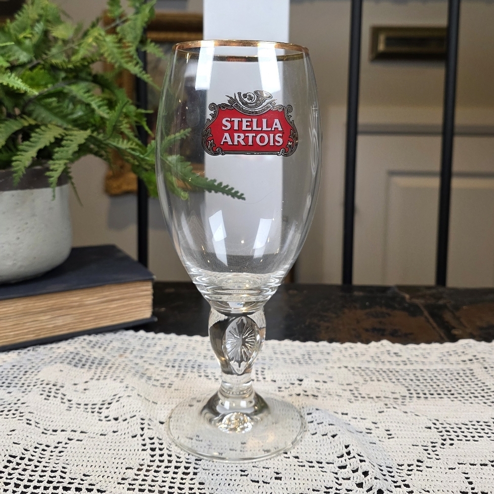 Stella Artois 50cL Grand Chalice 8.5" Gold Rim Stemmed Glass Ritzenhoff Belgian